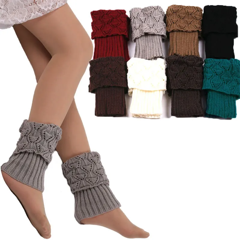 Factory in stock wholesale turn-over foot sock short fish mouth hollow wool leg warmers