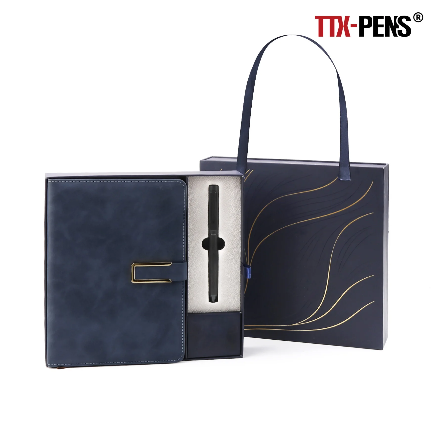 TTX Christmas Promotional Business Gift Write Smoothly Felt Notebook Metal Ballpoint Pen Gift Set With Box