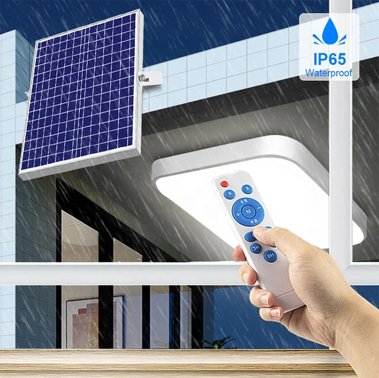 100W solar lamp indoor solar ceiling light with remote control outdoor IP65 waterproof garage garden lighting solar led light