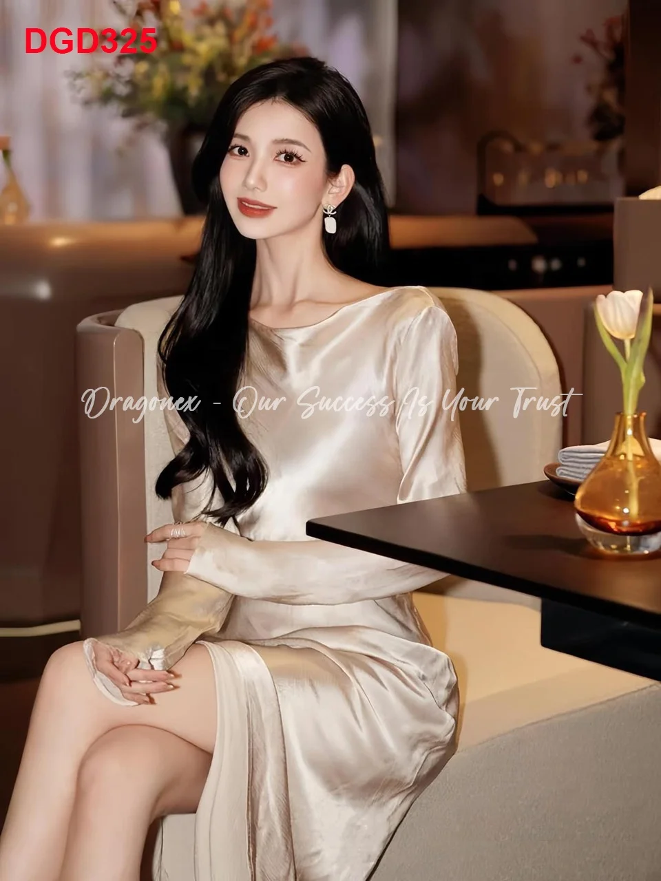 Clothing Manufacturers Custom Ladies High Quality Elegant Ruched Halter Midi Satin Milk Silk Dress For Women