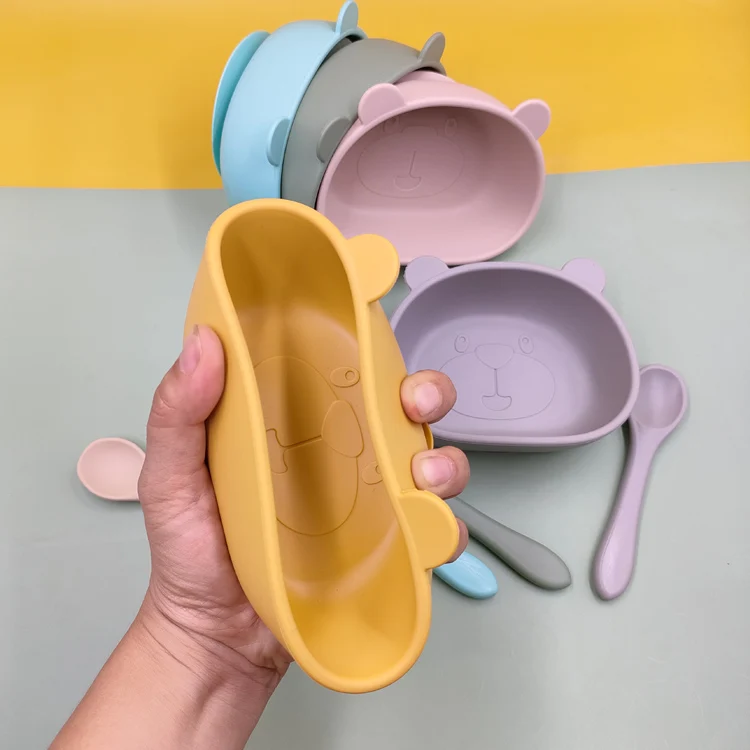 2022 новый дизайн, детская силиконовая чаша на присоске, без БФА, детская тренировочная чаша для ложек