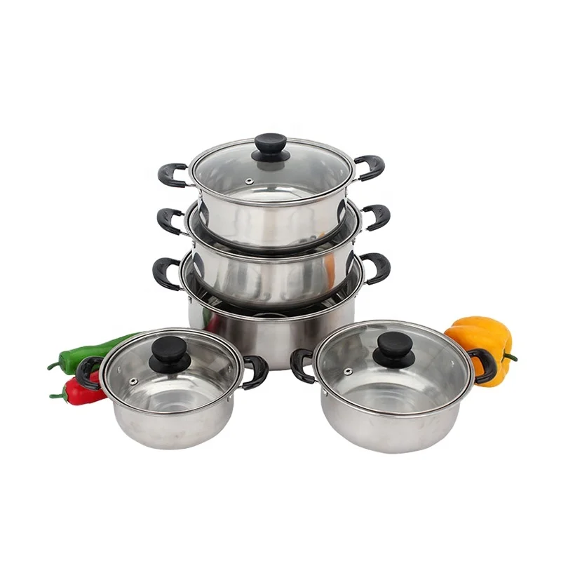 
5pcs mini cooking pot hot pot casserole set stainless steel dishes 