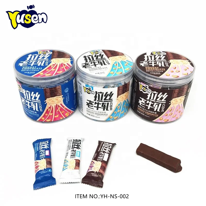 High Quality Cheap Good Taste Sweet Milk Chocolate Coated And Nuts Nougat Chewy Soft Candy