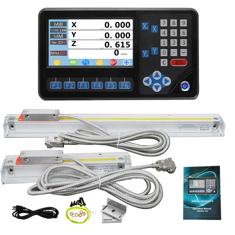 Multi-function LCD Dro 2/3 Axis Digital Readout Display with High Precision Linear Glass Scale for Milling Lathe Machine