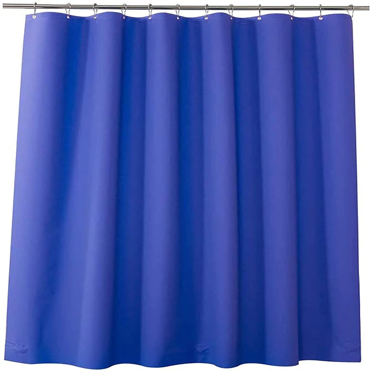 Eco-friendly no chemic smell waterproof PEVA metal grommet  header solid blue-purple shower curtain liner