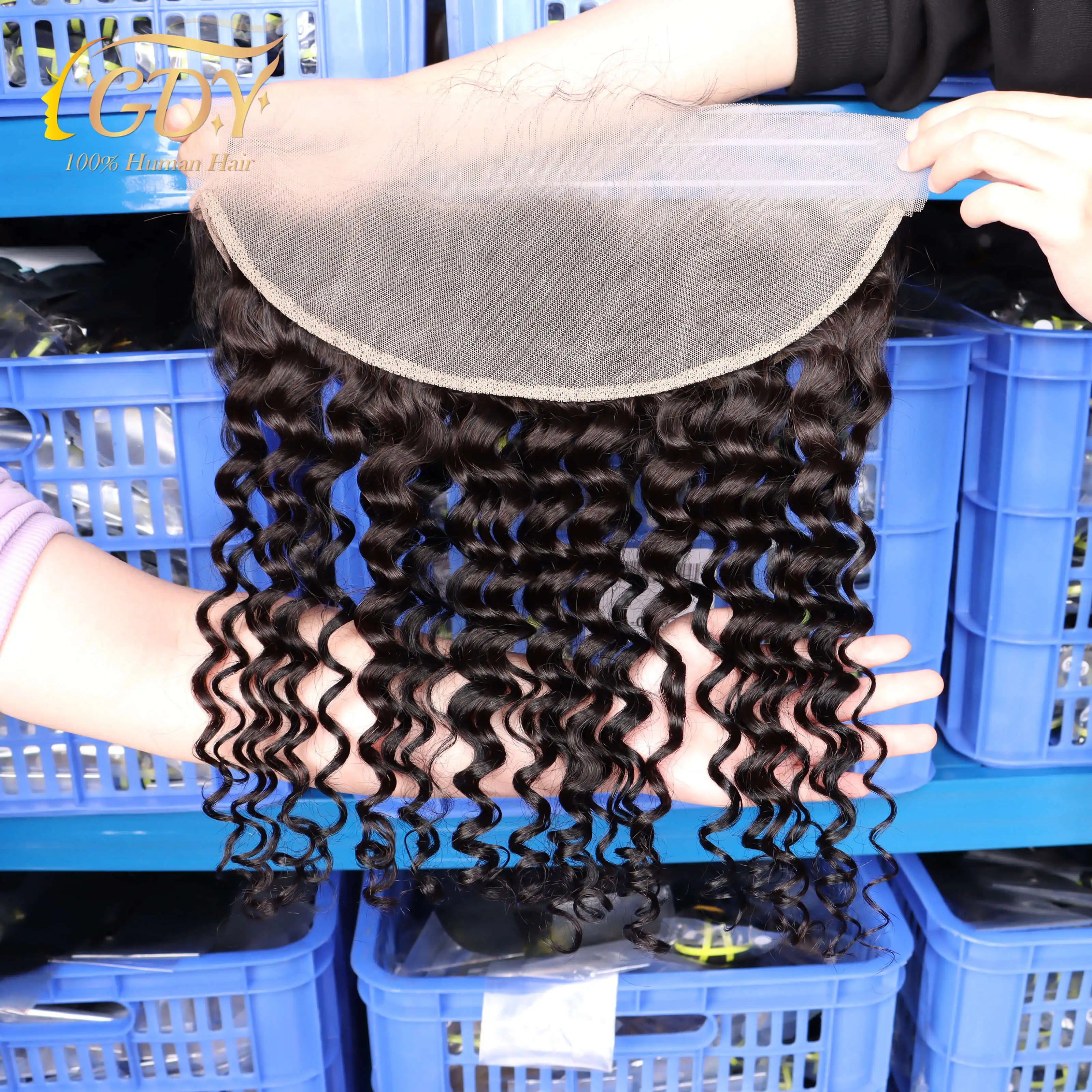 Most Popular Perruque Naturel Avec Frontal Deep Curly 18inch Lace Frontal Naturel Curly 13x4 HD Lace Frontal