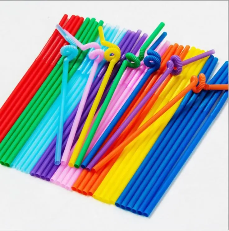 Disposable Colored Straws Plastic Straws DIY Art Bending Drinking Straw