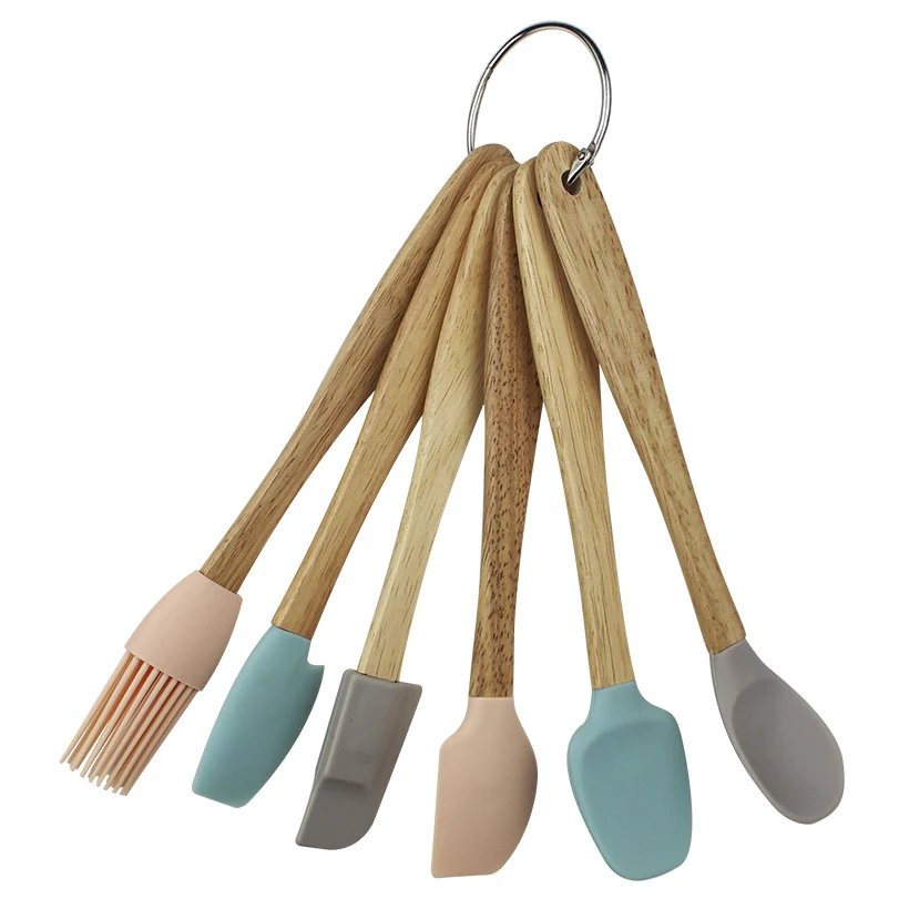 Bakery And Pastry Tools Kids Wood Cooking Tools Silicone Kitchen Utensils Brush and Spatula