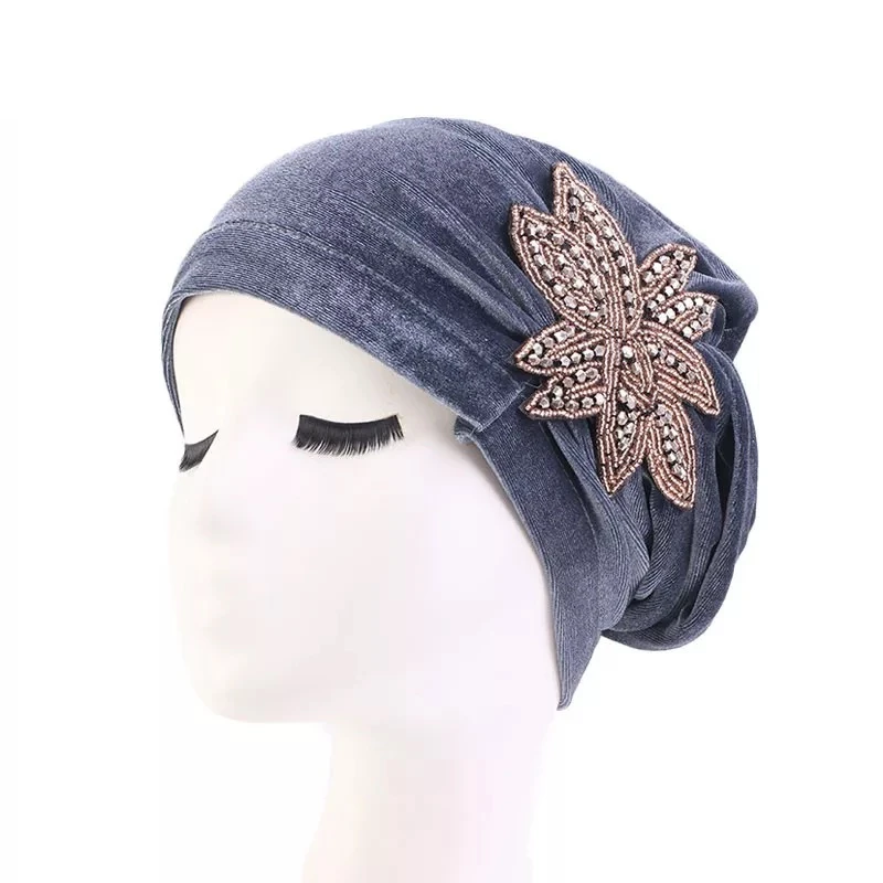 Высококачественный бархатный мусульманский женский головной убор красивые аксессуары с бриллиантами и цветами хиджаб шарф