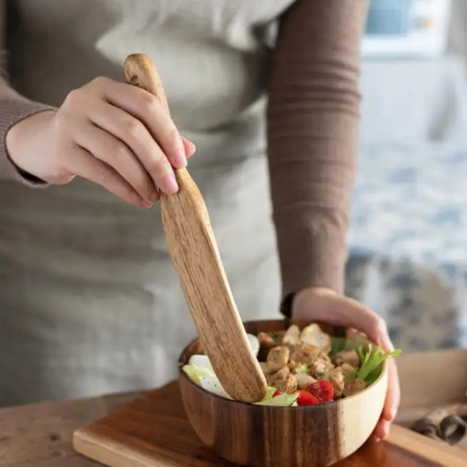 Multipurpose Wood Cooking Utensil Flipping Serving Small Scraper Natural Acacia Wood Spatulas Perfect for Kitchen