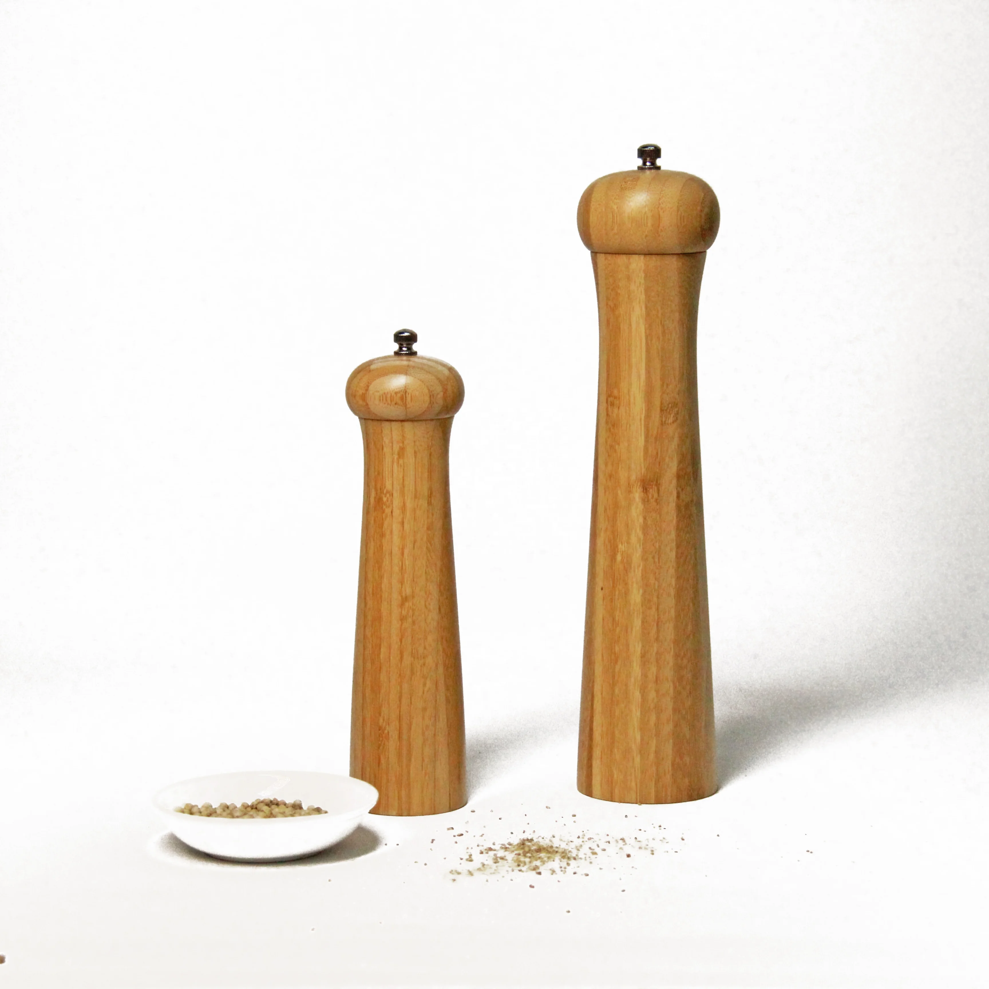 New Style Eco-friendly  Bamboo Pepper Mill Bottle Black Pepper Salt Grinder with Ceramic Mill  in Stock