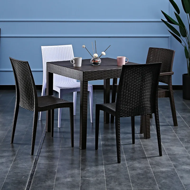 Wholesale Outdoor Home Stacking Backrest All Weather Furniture Imitated Rattan Chair for Garden Dining Chair Coffee Shop
