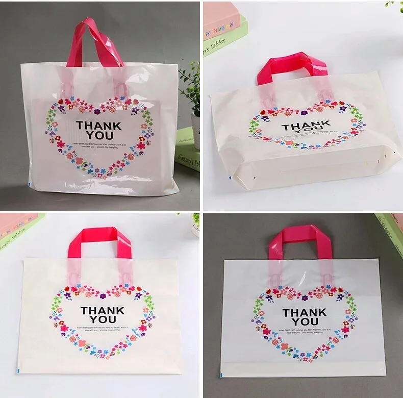 HDPE Die Cut Handle Bag Copperplate Printing Free Sample Cheap Plastic Promotional Shopping Bag