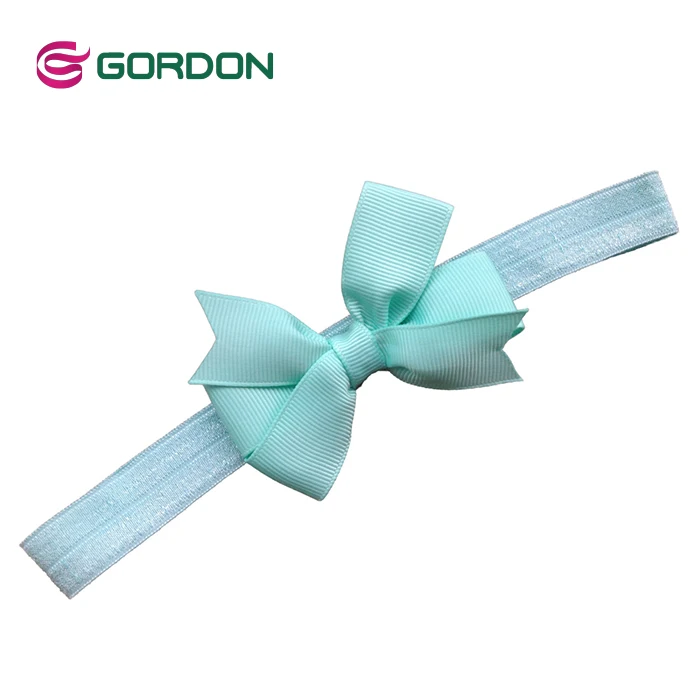 Gordon Ribbon  Colorful Elastic Headband Hairband  Hair Bow For Baby Girl With Black Strap