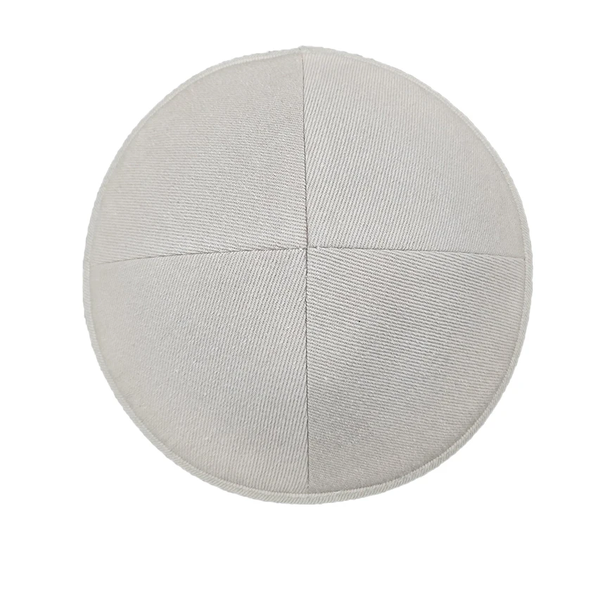 Wholesale Cheap Jewish kippot linen Satin kippah Embroidery and Printed White kippa Accept Customization