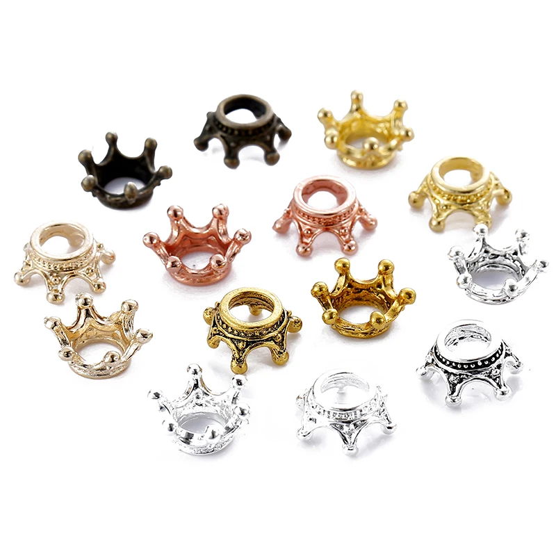 YuenZ8 colors Alloy Loose Spacer Beads Gold Silver Crown Beads for Jewelry Making DIY Bracelet Handmade Accessories 7x10 mm N202