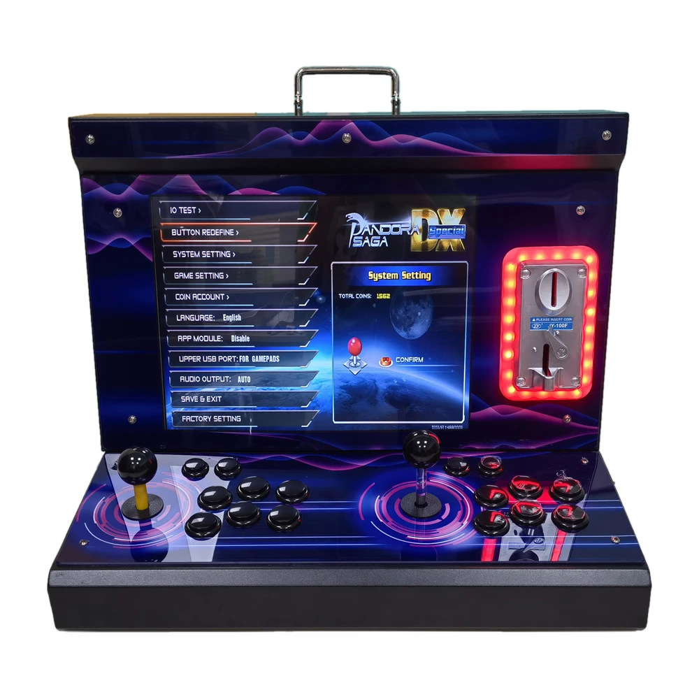 2022 New Pandora 3D mini arcade machine 11,000 games box supports 1- 4 players 15 inch 720P HD Video Coin operated game console
