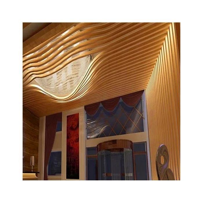 Modern Ceilings Design Aluminum Spandrel Ceiling System Wall Decorative Wavy Stripe Baffle Ceiling