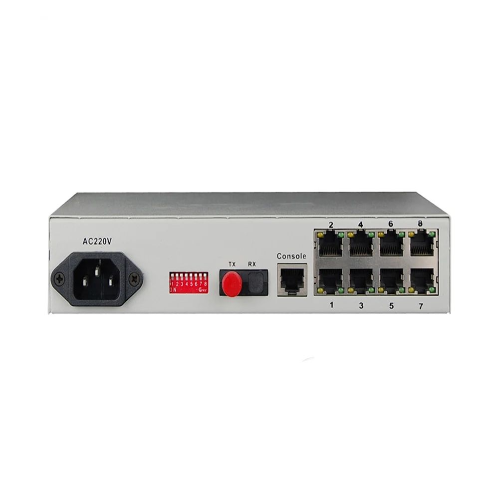 8 Port 10/100/1000M Gigabit UTP Ethernet to Fiber Optical Media Converter