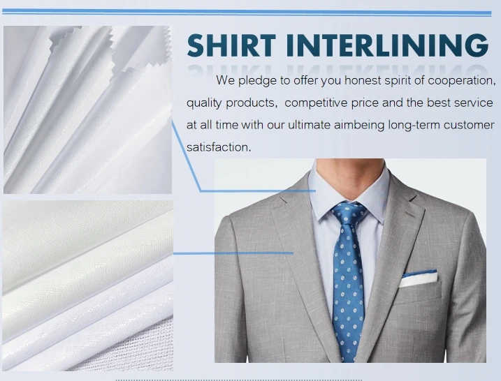Hot selling TOP FUSE Woven Interlining fabric 100%polyester T3044 Shirt interlining for garment factory& wholesales