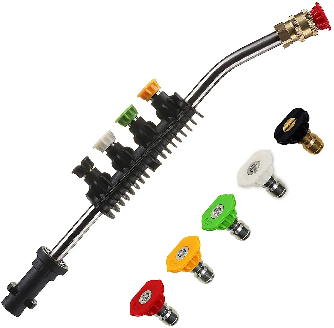 Pressure Washer Lance Extension Wand Jet Wash Gun Accessories with 5Pcs Angled Spray Nozzles