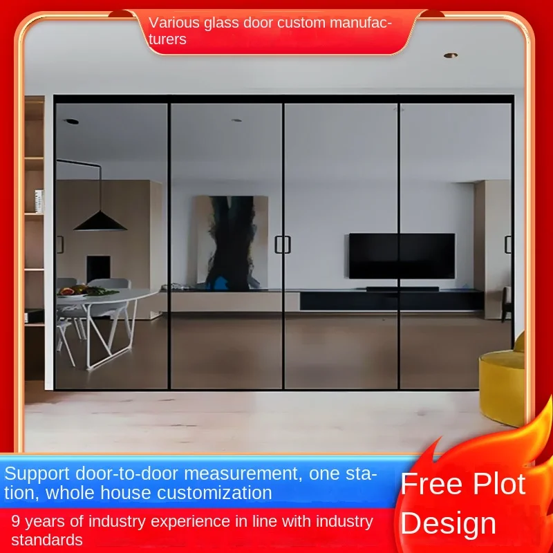 Aluminum Interior Doors with a Minimalist slim-frame design, combining sleek aesthetics with modern functionality
