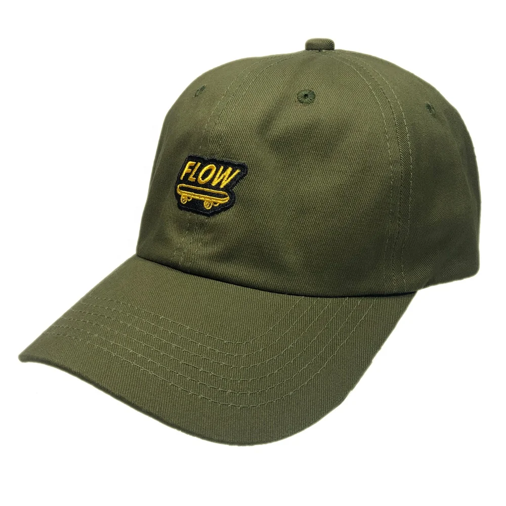 OEM 100% cotton unstructured army green high quality logo custom dad hat embroidery