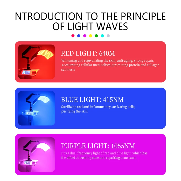 Vertical retractable spectrometer for beauty salons Factory red and blue light PDT laser photodynamic skin beauty instrument