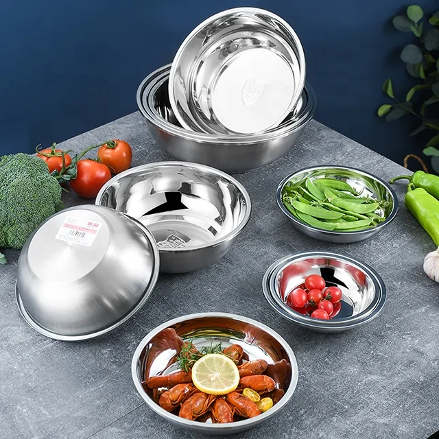 Kitchen Utensil Soup Deep Basin Rice Bowl Various Sizes Stainless Steel Wash Basin/metal