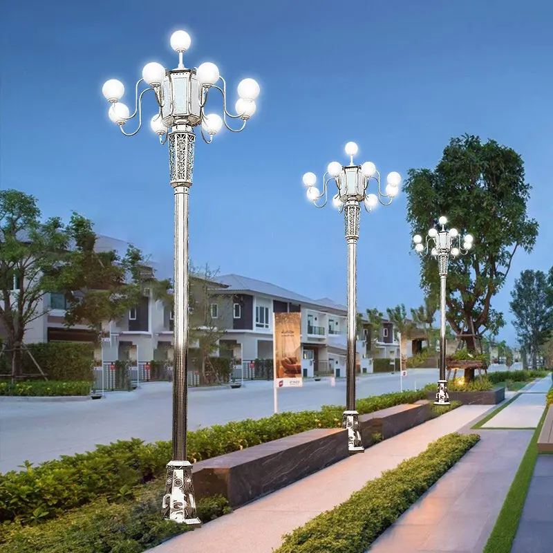 Waterproof IP65 Hot Dip Galvanized Light Pole Outdoor Street Lamp Antique Led Decorative  For Garden Lighting