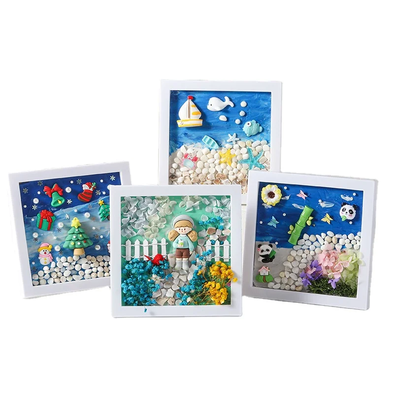 Arts and Crafts Mosaic Painting DIY Handmade Gift Decorative Cream Glue Painting Kit with Frame