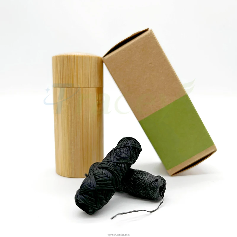 Biodegradable Dental Floss Bamboo Charcoal Infused Mint Dental Floss Pick with Glass Jar