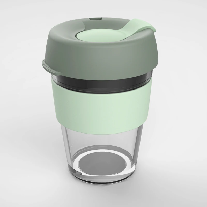 Popular Coffee Cup Products Reusable Glass Travel Mug Leakproof Silicone Sleeve Borosiligate Glass Coffee Cup