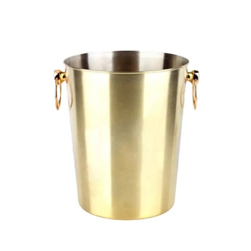 3 Liter Stainless Steel Luxury Gold Double Wall Insulated Champagne Wine Ice Bucket With Handle