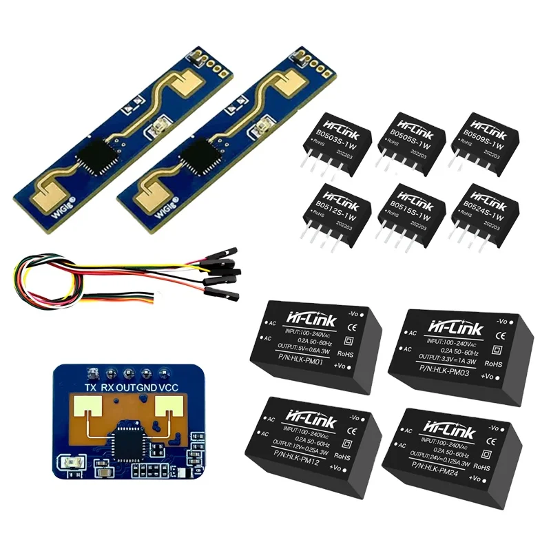 Hi-link HLK-LD2410B HLK-LD2410C HLK-LD2410B-P mmWave Human Presence Radar Sensor Motion Module Power Module B0505S-1WR3 HLK-PM01