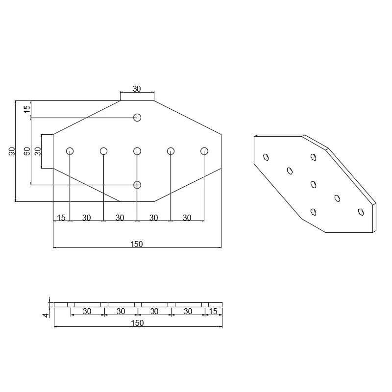 
6086 7 hole cross joining plate 3030 wall shelf bracket 30 wall shelf plate 30 machine connector 30 series for aluminum profile 
