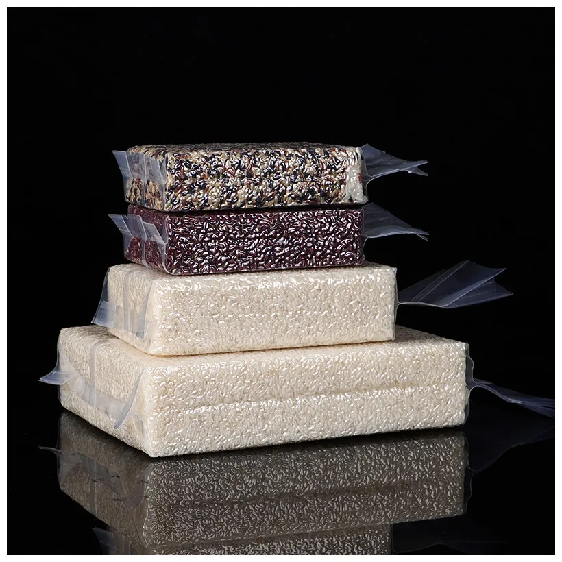 Custom Biodegradable recyclable Meat Fruit rice peanuts Fresh Pouch Clear PE Plastic Compression Seal Food Vacuum Packaging Bag