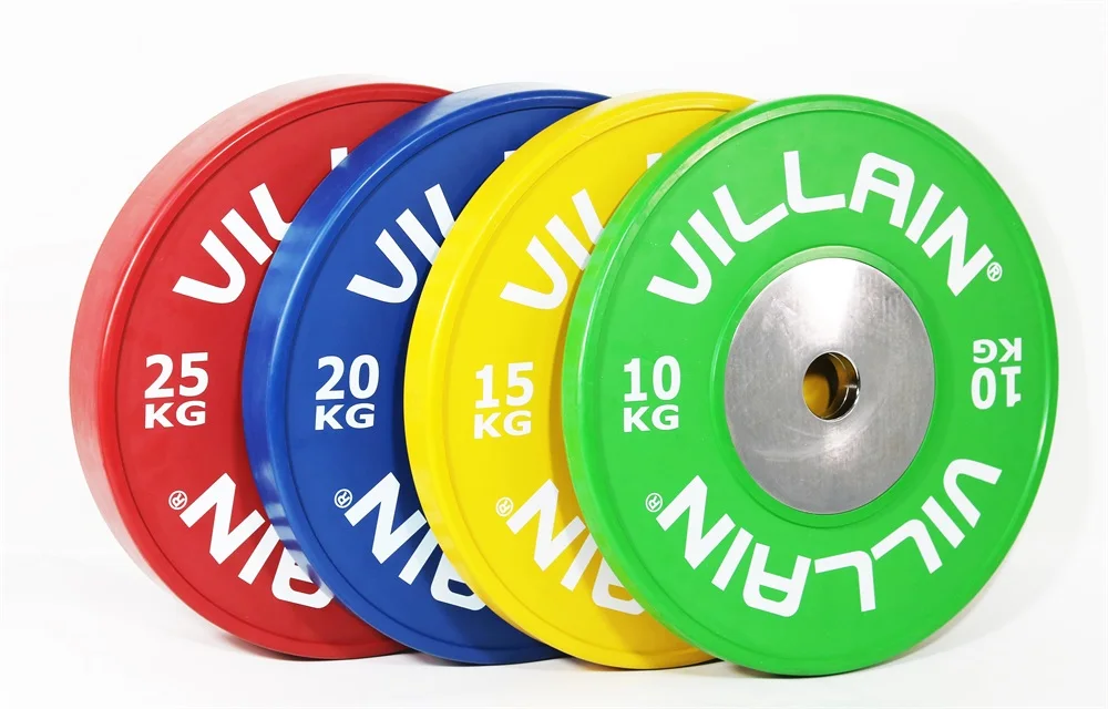 VILLAIN Fitness Competition Weight Lifting Bumper Plate Rubber Weights Plates Set KGS