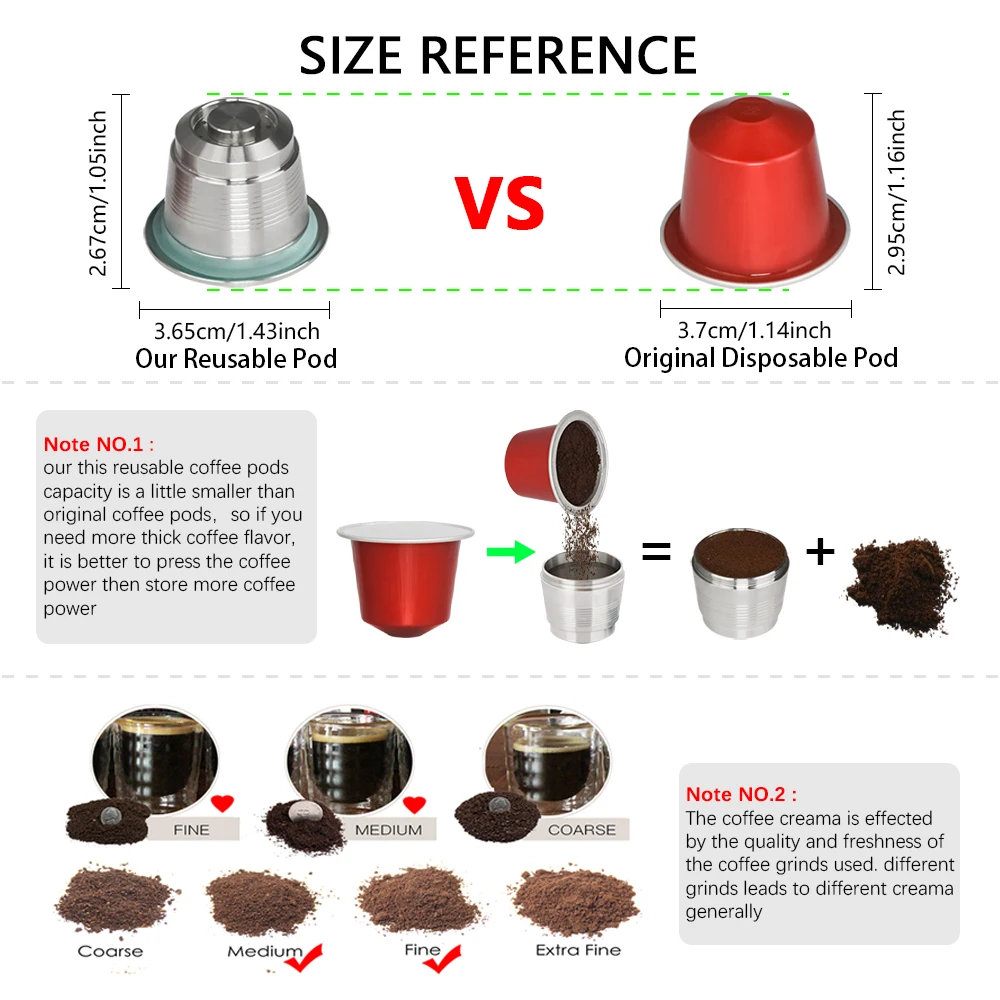 Customized 1Set Reusable Coffee Capsule Compatible With Nespresso Espresso Machine Coffee Filter Paper Coffee Capsule