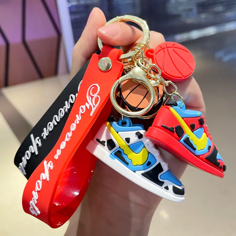 Wholesale Aj Sport Shoes Accessories Couple Rubber Llaveros Keychain Minin 3D Jordan Sneakers Silicone Keyring Charm Pendant