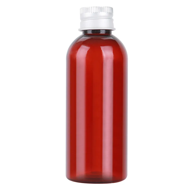 Brown plastic bottle with aluminum cap 10ml 20ml 30ml 50ml 100ml, available in bulk PET material