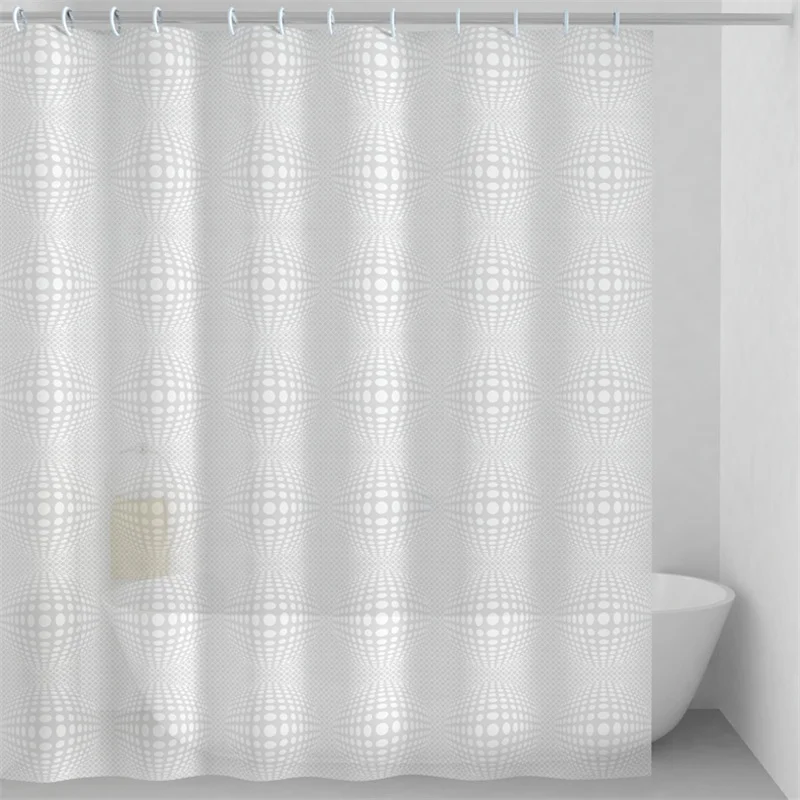 Factory Wholesale Modern Simple Geometric Black And White Checkered Shower Curtain, Built-in Large Ring Hookless Shower Curtain