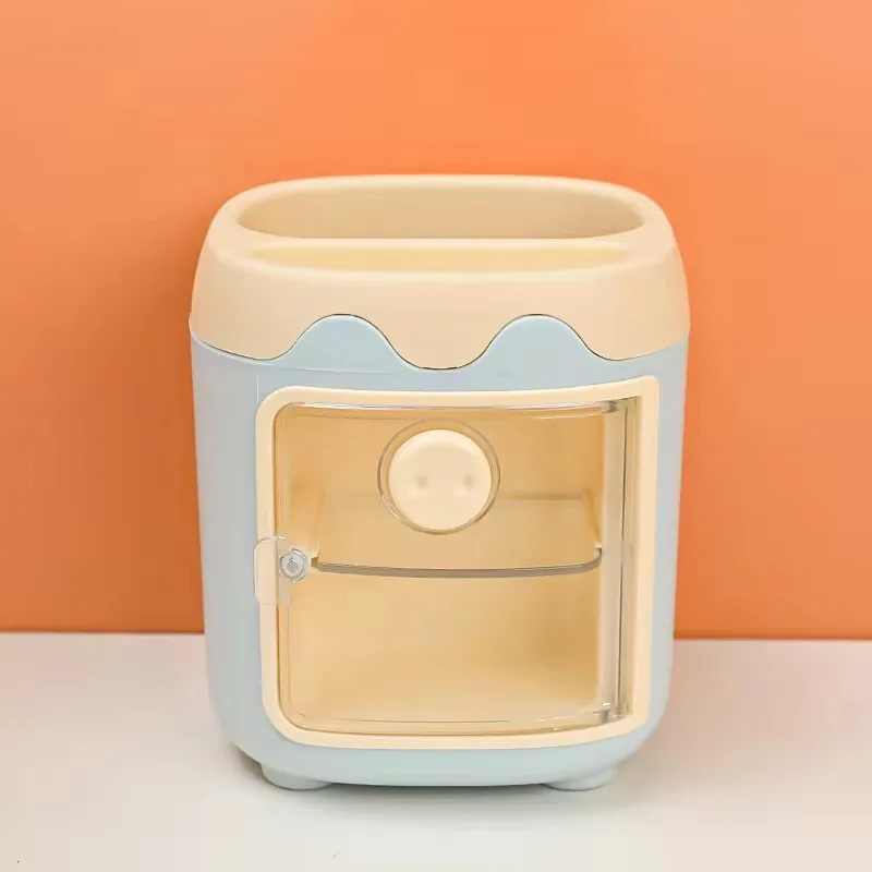 Cartoon Cute & Creative Multi-Grid Pen Holder: Trendy Desk Accessory for Teen Girls & Students