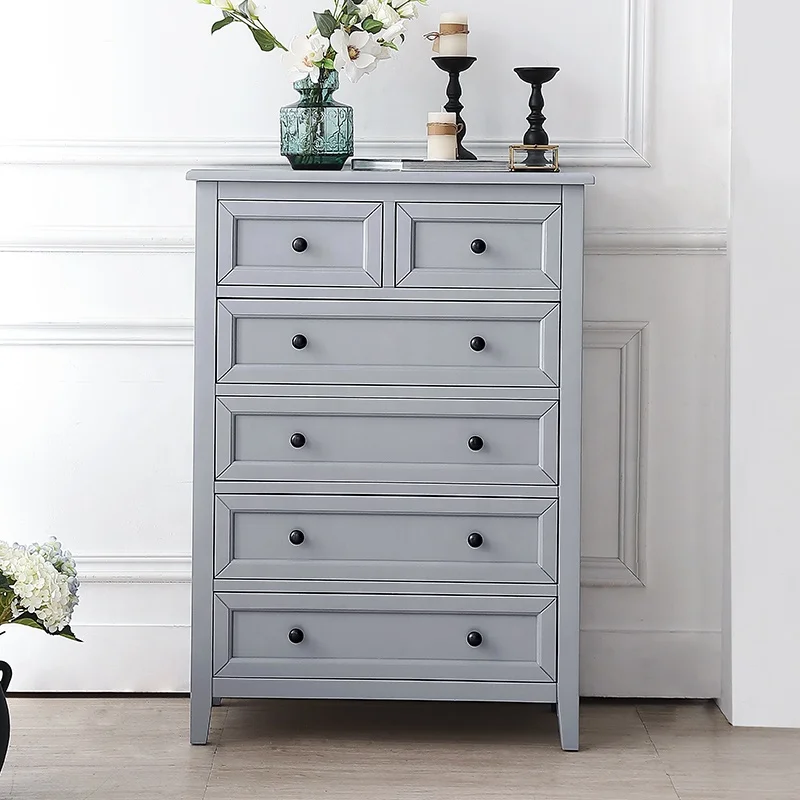 
[new] luxury family American rural solid wood six bucket cabinet pure solid oak storage cabinet side cabinet 