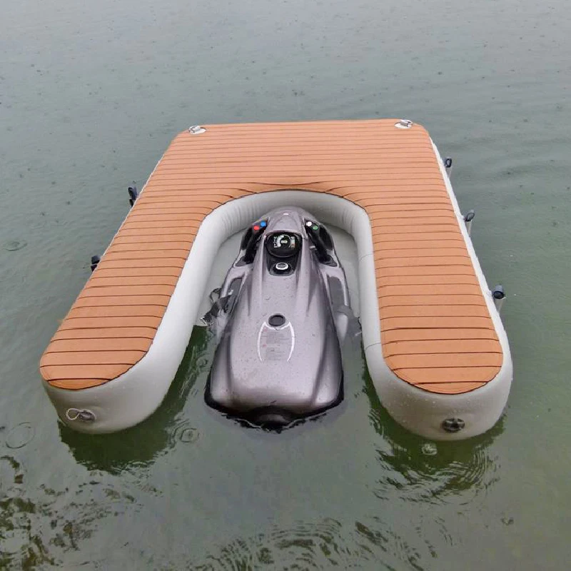 inflatable boat fishing island pontoon  yoga  out float dock platform inflatable floating docks pontoon