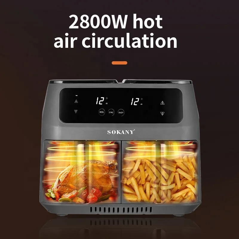 Wholesale 2800W Smart Digital Fryers Big Capacity 8 Litres Electric Double Air Fryer With Dual Basket