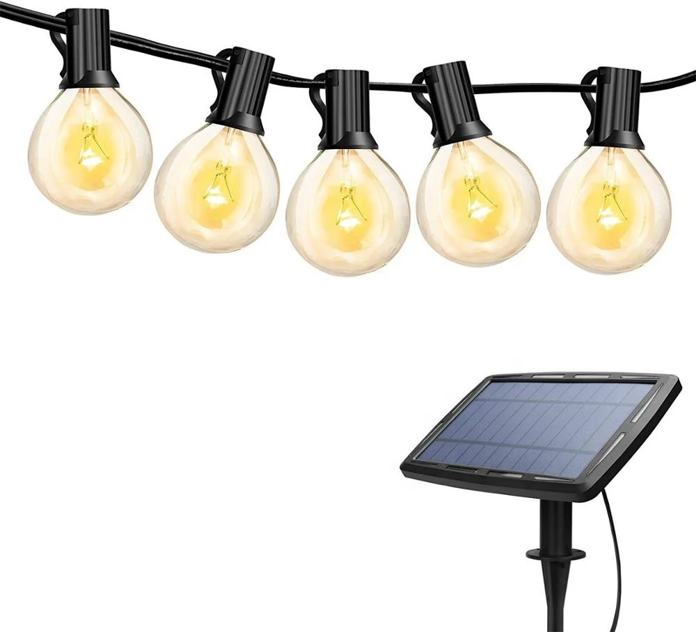 Hotsale energy saving 28ft manufacturer Outdoor waterproof LED G40 LED string light powered by solar panel