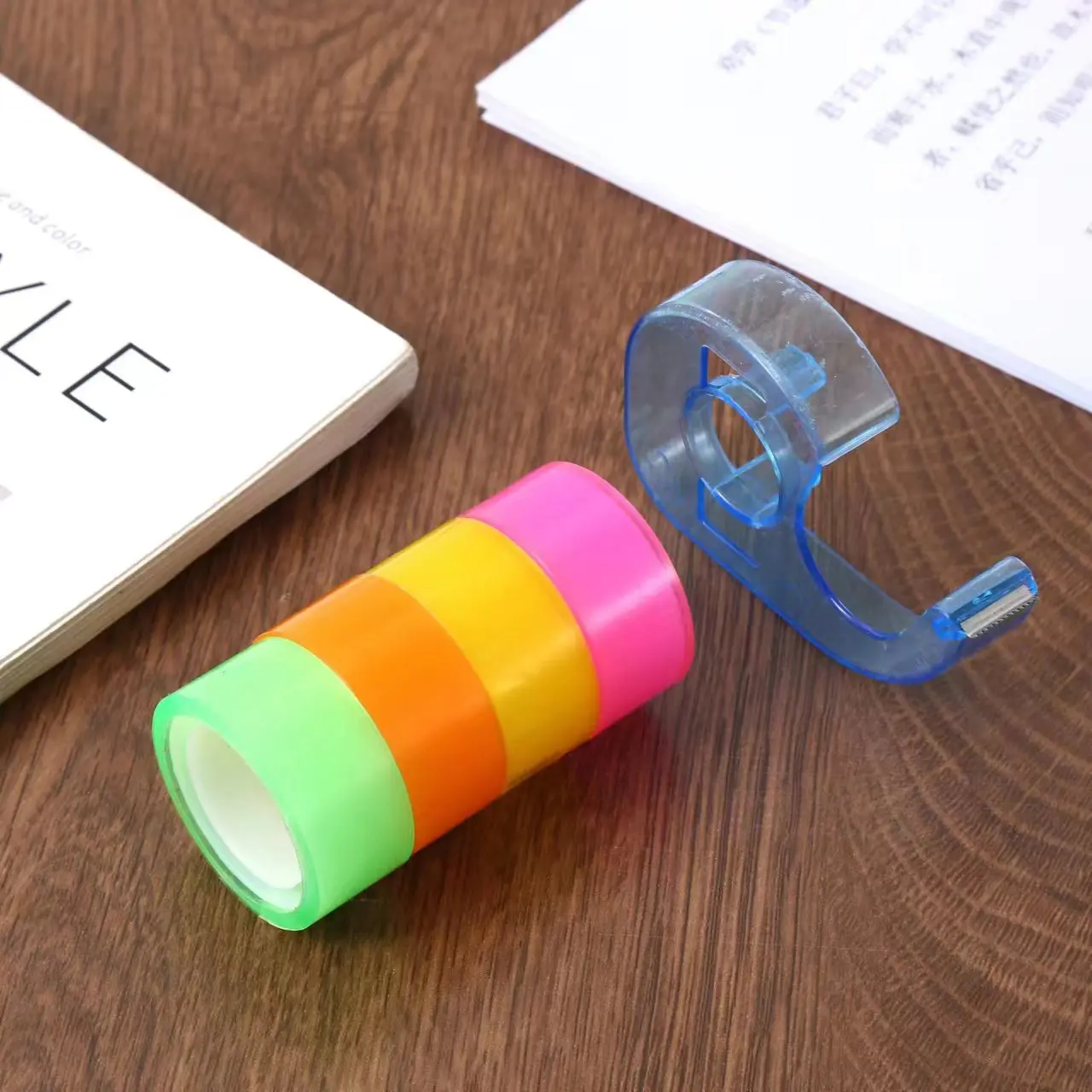 Small Tape Dispenser Portable Tape Holder Tear Tape Cutter Glue Adhesive Paper Machine Base Seat Desktop Cuttin