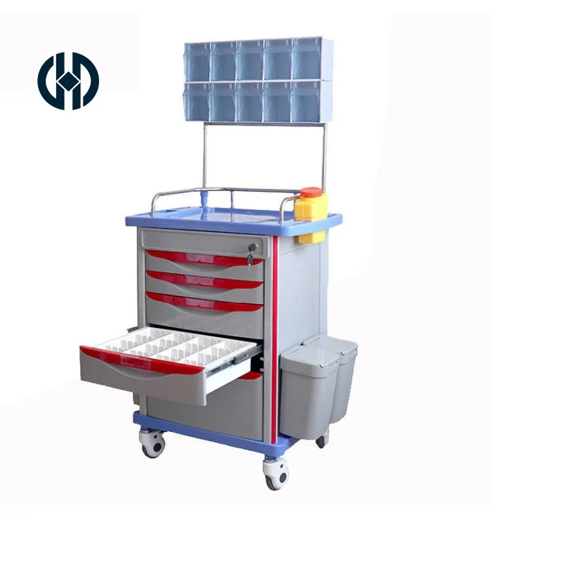 Медицинская тележка для анестезии, с выдвижными ящиками