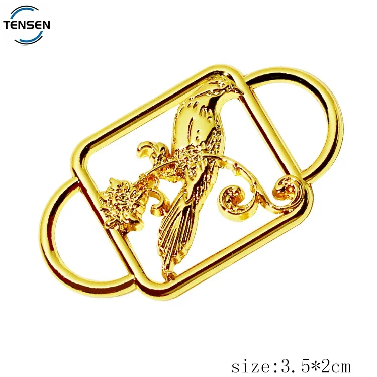 Custom hollow design underwear strap adjuster gold plated bra hardware metal buckle connectors with logo